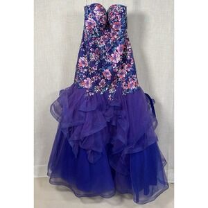 NEW Ellie Wilde Mon Cheri‎ 20 Floral Lace Embroidered Mermaid Prom Dress Corset
